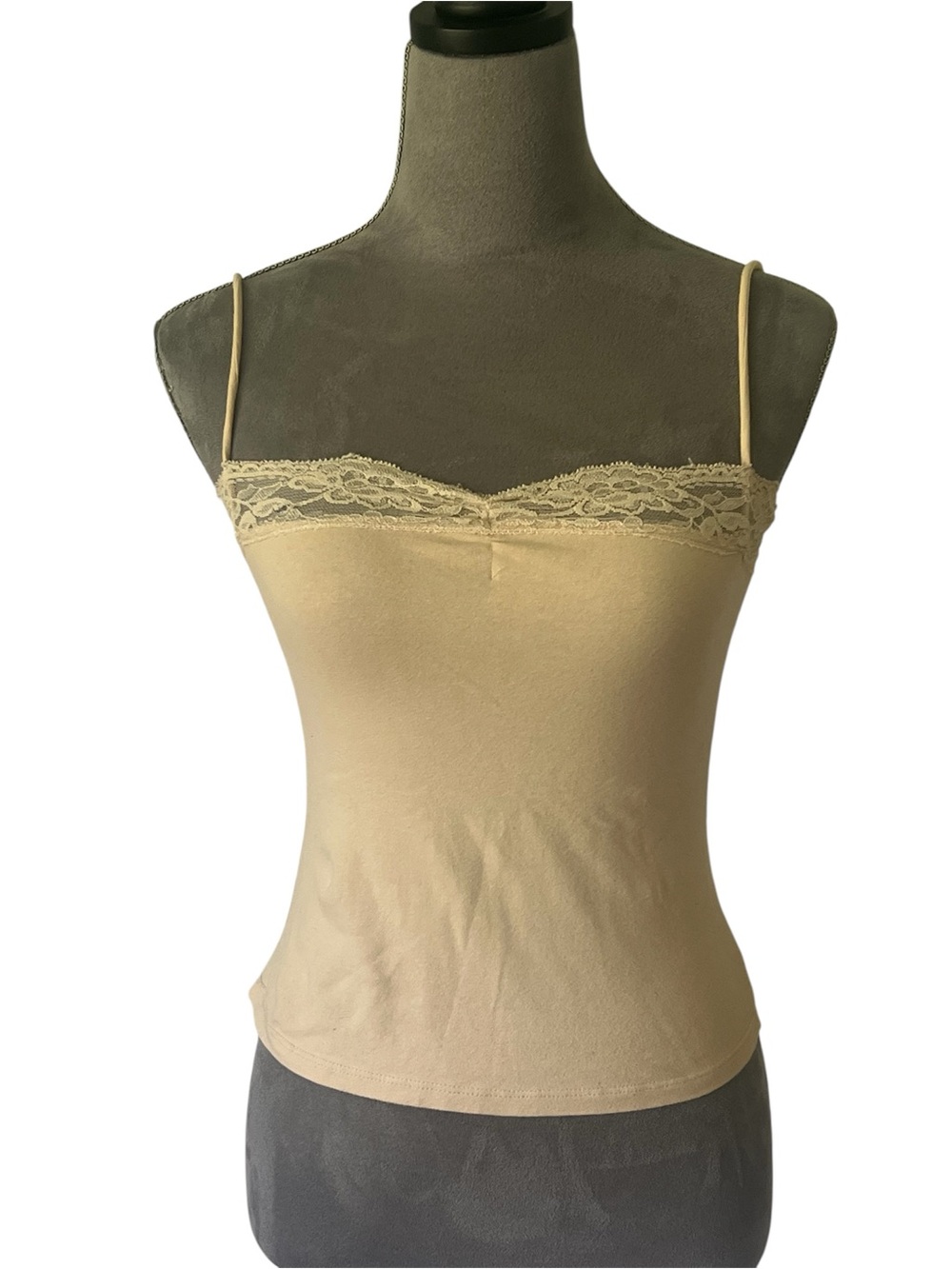 Active USA Beige Lace-Trim Spaghetti Strap Camisole